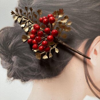 南天　ゴールドリーフ髪飾り　Ssize花嫁ヘア　和装ヘアの画像