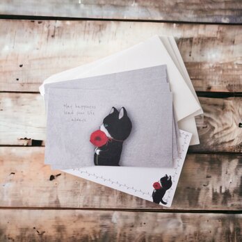 メッセージカード封筒セット（雛罌粟と子猫）の画像