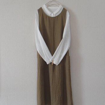 【O様ご注文品】リネンのAジャンパースカート　茶の画像
