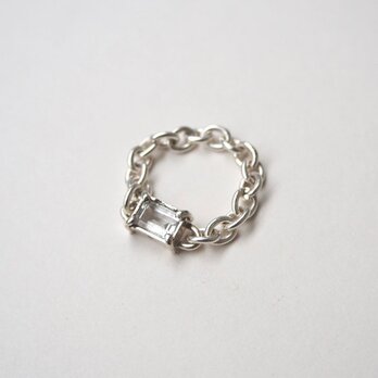 chain stone ring 【white topaz】の画像