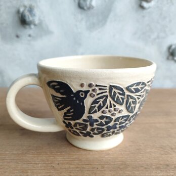 鳥の搔きおとしコーヒーカップの画像