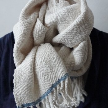 organic cotton shawl_handwoven/white2の画像