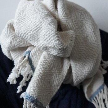 organic cotton shawl_handwoven/white3の画像