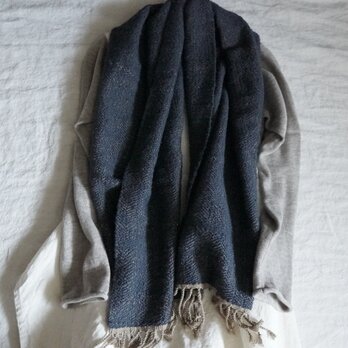organic cotton shawl_handwoven/navyの画像