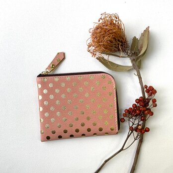 ピッグスキンのスリムなミニ財布　みずたまピンクの画像
