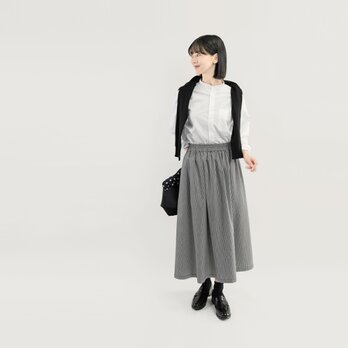 岡山デニム 毎日を上質に心地よく 濃紺×オフ白 ヒッコリーストライプ ロングスカート ●LILIE-SK-NAVY