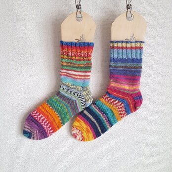 ウールの手編み靴下「夢いろ」の画像
