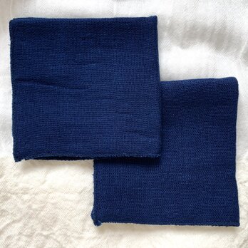 Organic Cotton 藍染 3重ガーゼハンカチ2枚セット　小小の画像