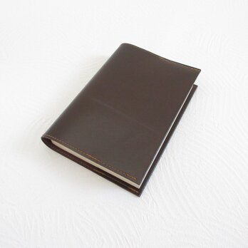 ゴートスキン・文庫本サイズ対応・一枚革のブックカバー・ダークブラウン・0720の画像