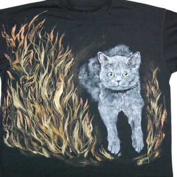 「金のオーラのうちの猫」ペット　似顔絵 猫 Tシャツ　お好きなポーズ・写真で♪　リアル描写　綿　名入れ　プレゼントの画像