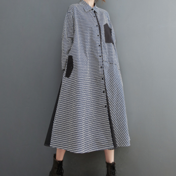 ❤️新作 長袖ドレス/シンプル　ゆったり　コートスカート コットンリネンの画像