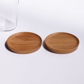 木製コースター チーク材2　2枚セット　丸型の画像