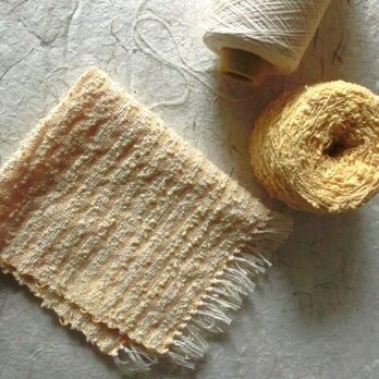 ループ糸・ベンガラ染めの手織りハンカチ～クロスの画像
