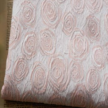油絵感のピンク銀糸ローズ花柄 ジャカード生地 [2934]の画像