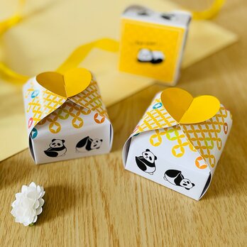 パンダのプチギフトボックス〈3枚入〉ラッピング 箱 プチギフト 小物 パッケージ バレンタイン ウエディング 結婚式の画像