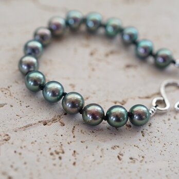 【seasons】ブラックあこやパールブレスレット