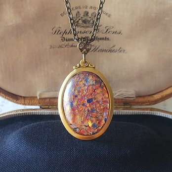 ヴィンテージ Topaz/Blue　Fire Opal（25×18ﾐﾘ）ネックレスの画像