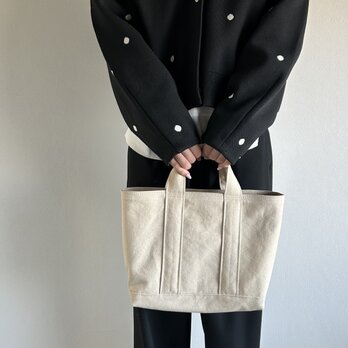 TOTE BAG -bicolor- (M) / ecru × mushroom