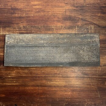 (追加出品2024) 黒釉&黒泥彩　「紬帯」長角板皿 　(geometrical pattern-1)の画像
