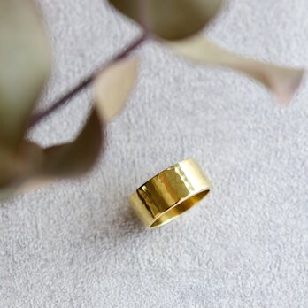 【指輪・リング】ヴィンテージな真鍮 槌目・フラット 太幅 10mmの画像