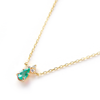 K18エメラルド＆ダイヤモンドのネックレス ~Ello Lilas~ 5月誕生石の画像
