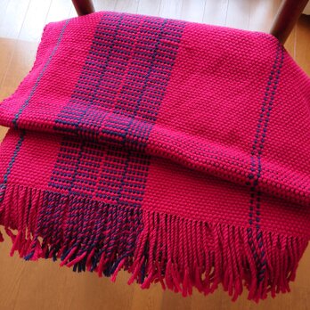 手織りひざ掛け  ウール糸をたっぷり使って暖かく、触り心地も柔らか♪の画像