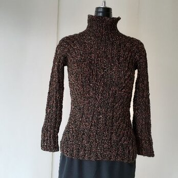 ブラックの変わりリブ編みセーターの画像
