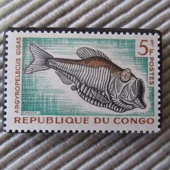 コンゴ　海洋生物切手ブローチ8264の画像
