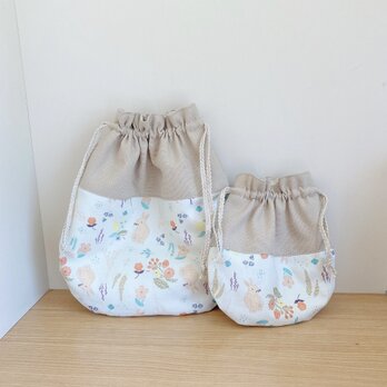 巾着袋2つセット（デコレクションズ・うさぎ）