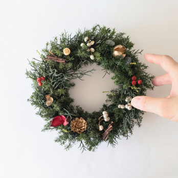 早割クリスマスリース ナチュラル プリザーブドフラワー アンティーク風ベル追加可能