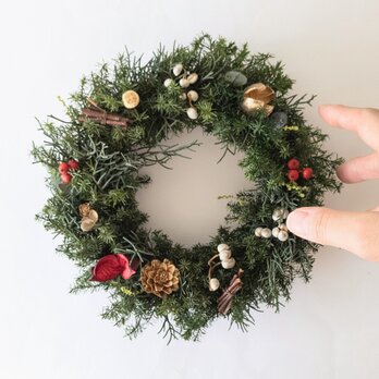 クリスマスリース　ナチュラル　プリザーブドフラワー　アンティーク風ベル追加可能