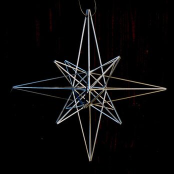 ヒンメリ★「ポラリス」大サイズ スター 星 オブジェ 野外使用可なアルミ製　幾何学オブジェ　シルバー　クリスマスオーナメントの画像