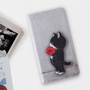 ★送料無料★子猫の手帳型スマホケース (全機種対応/Sサイズ)の画像