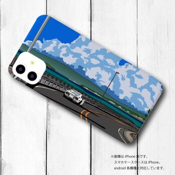 湘南イラスト・スマホケース（HC型）iPhone&Android対応　長者ヶ崎のコーナーとトヨタ2000GTのイラストの画像