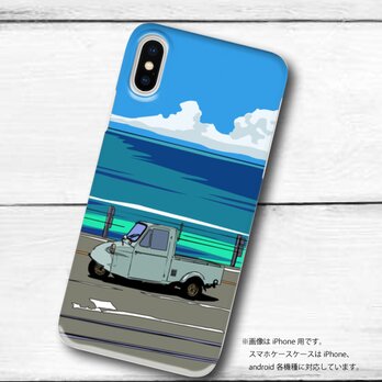 湘南イラスト・スマホケース（HC型）iPhone&Android対応　湘南の海岸線を走るミゼットのイラストの画像