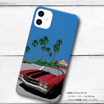 湘南イラスト・スマホケース（HC型）iPhone&Android対応　逗子マリーナのアメ車「シボレー・シェベル」の画像