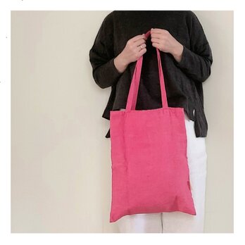 再販   リネンの肩掛けbag 　ピンク Bの画像