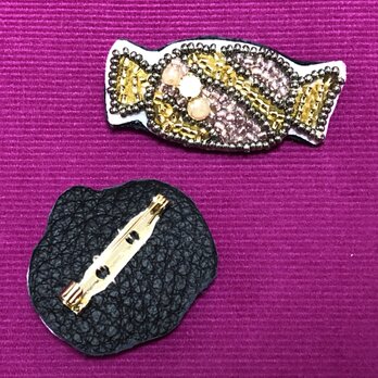 ビーズ刺繍のブローチ☆キャンディの画像