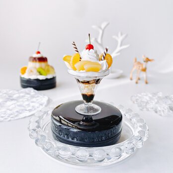 チョコバナナパフェの朱肉　スイーツデコ フェイクスイーツ