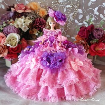 ベルサイユの薔薇 ロマンティックシルエットのプリンセスピンクボリュームドールドレスの画像