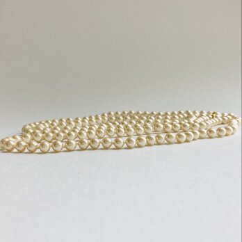 ガラスパールオールノットロングネックレス/6mm約123cm/クリーム/G/made in japanの画像