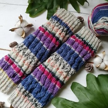 【Ｍ】マイスマイル〜オパール毛糸のスパイラル編みレッグウォーマーの画像