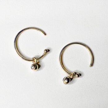 k18 Dangling Stone Hoops ピアス /受注制作の画像