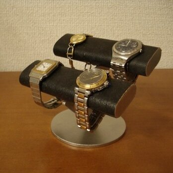 ウオッチスタンド　ブラックダブル楕円パイプ腕時計スタンドの画像