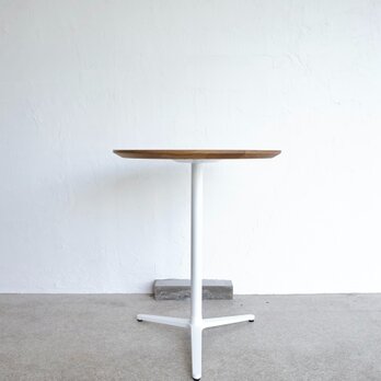 White steel/OAK無垢/直径60cm/カフェテーブル/丸テーブル/Round Table/オーク/ホワイトの画像