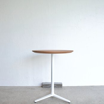 White steel/OAK無垢/直径60cm/カフェテーブル/丸テーブル/Round Table/オーク/ホワイトの画像