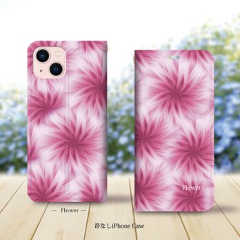 帯なし iPhone 手帳型スマホケース （カメラ穴あり/はめ込みタイプ）【Flower】（名入れ可）の画像