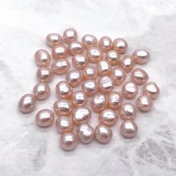小粒 淡水パール 10粒 4~5mm*5~6mm バロック ボタン ピンクオレンジ系 真珠 素材 パーツ ビーズの画像