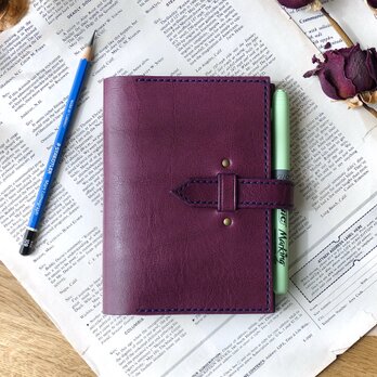 イタリア革の手帳カバー／A6サイズ／紫の画像