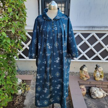 着物リメイク　古布　手作り　琉球紬　ワンピースの画像